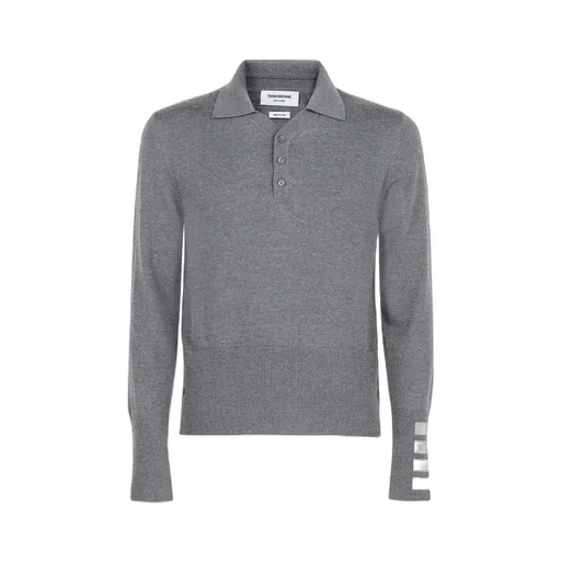 4-Bar Long-Sleeved Knitted Polo Shirt