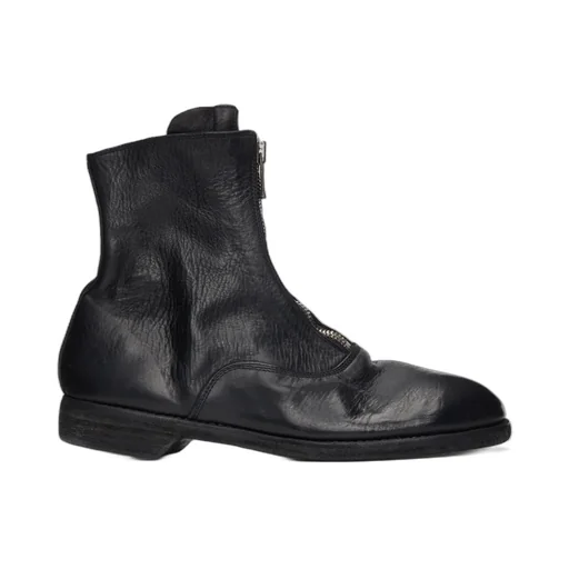 Leather Zip-Front Ankle Boots