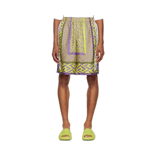 Versace Greca Pattern Logo Printed Shorts