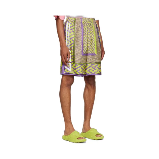 Versace Greca Pattern Logo Printed Shorts