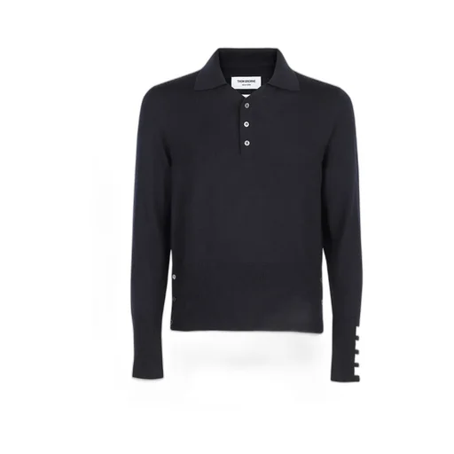 Long Sleeve Polo W/ 4Bar Cuff In Fine Merino Wool