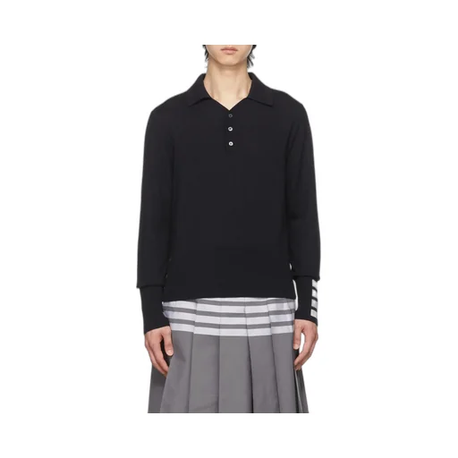 Long Sleeve Polo W/ 4Bar Cuff In Fine Merino Wool