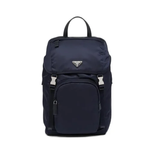 Prada Logo Plaque Buckled Backpack