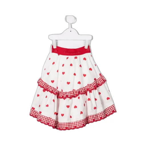 Monnalisa Heart-Printed Ruffled Skirt