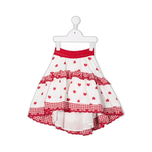 Monnalisa Heart-Printed Ruffled Skirt