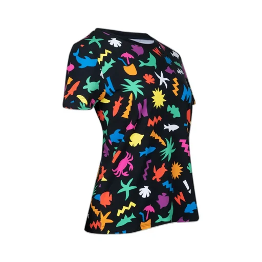 Black Classic Printed Pattern Short-Sleeved T-Shirt