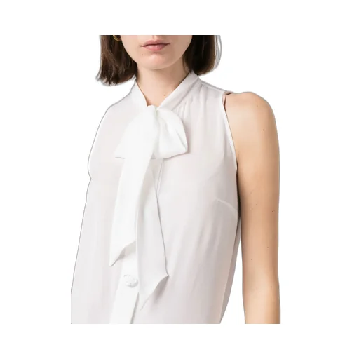Moschino Sleeveless Pussy-Bow Buttoned Blouse