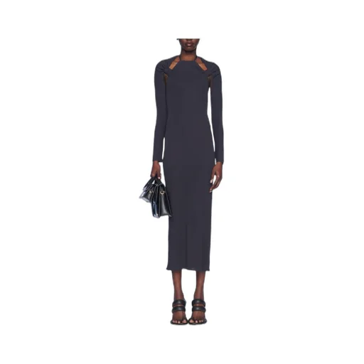 Navy Blue Hollowed-Out Dress