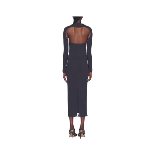Navy Blue Hollowed-Out Dress