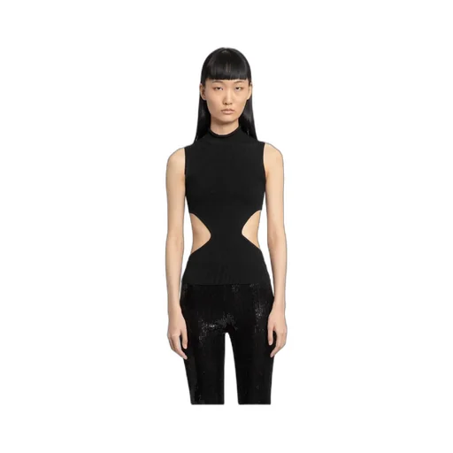 Ribbed-Knit Cut-Out Top