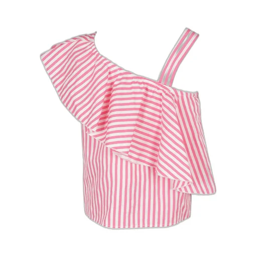 Monnalisa Striped One-Shoulder Top