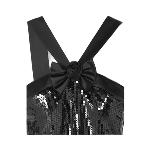 Logo Bow Sequined Dress