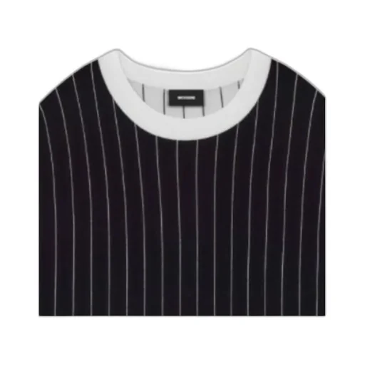 Black Striped Round Neck Sweater