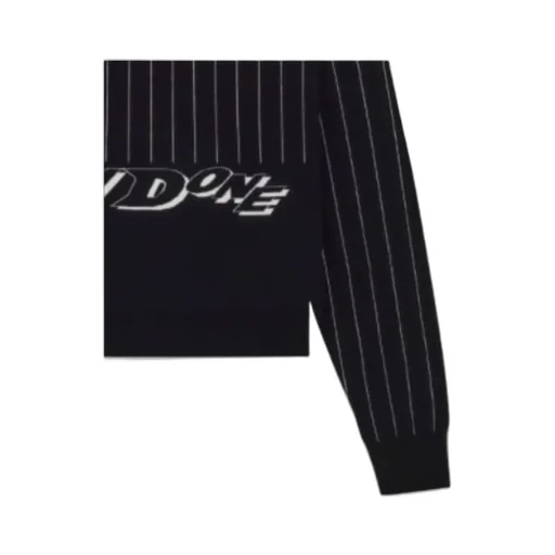Black Striped Round Neck Sweater