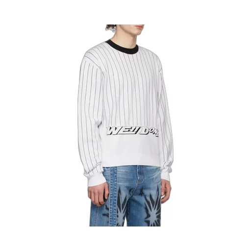 Striped Logo Round Neck Sweater