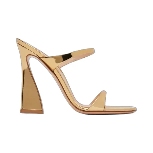 Metallic-Effect Leather Sandals