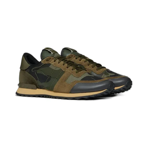 Valentino Garavani Rockrunner Camouflage-Print Lace-Up Sneakers
