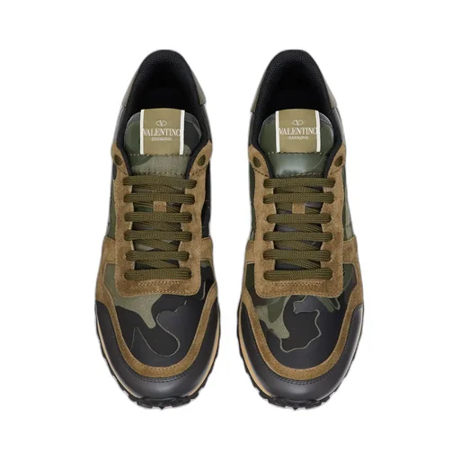 Valentino Garavani Rockrunner Camouflage-Print Lace-Up Sneakers