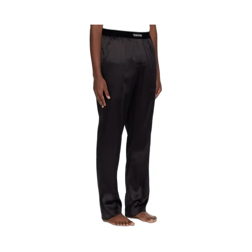 Tom Ford Logo Waistband Satin Pajama Trousers