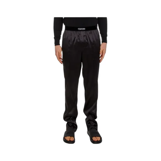Tom Ford Logo Waistband Satin Pajama Trousers