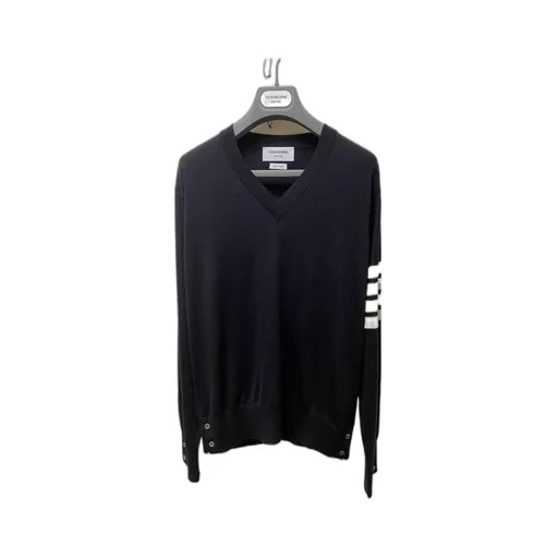 Striped V-Neck Merino Jumper