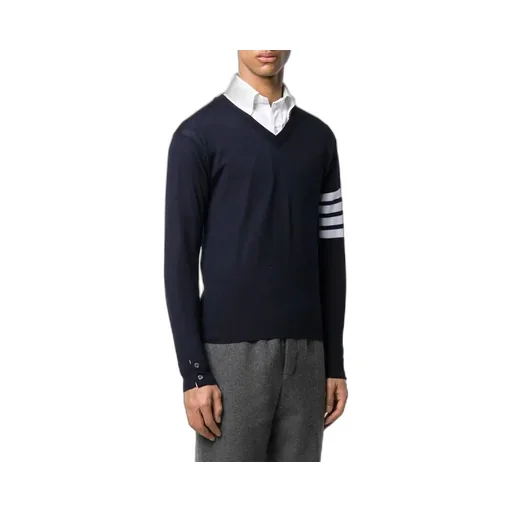 Striped V-Neck Merino Jumper