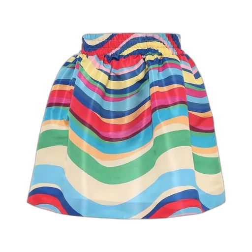 Rainbow Wave Print Skirt