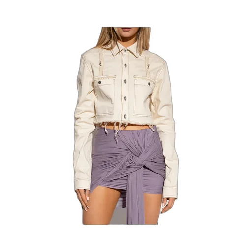 Rick Owens Drkshdw Frayed Detailed Denim Jacket