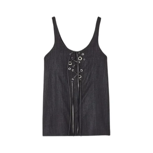 Logo Leather Trim Tank Vest