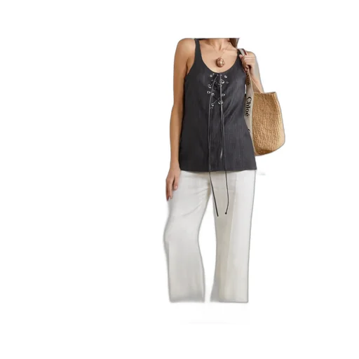 Logo Leather Trim Tank Vest
