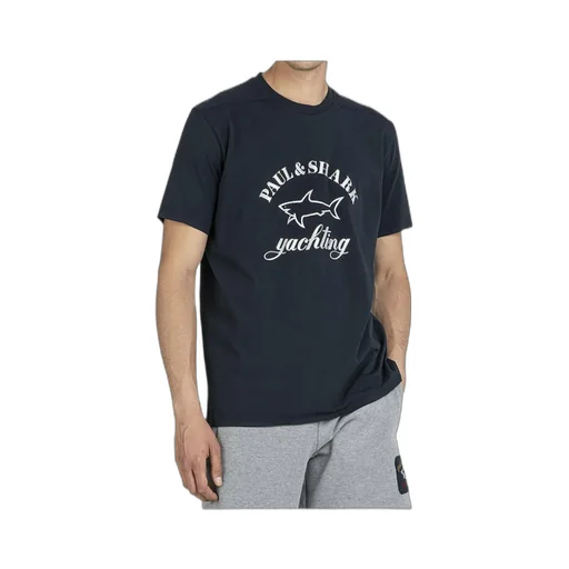 Navy Blue Round Collar Short-Sleeved T-Shirt