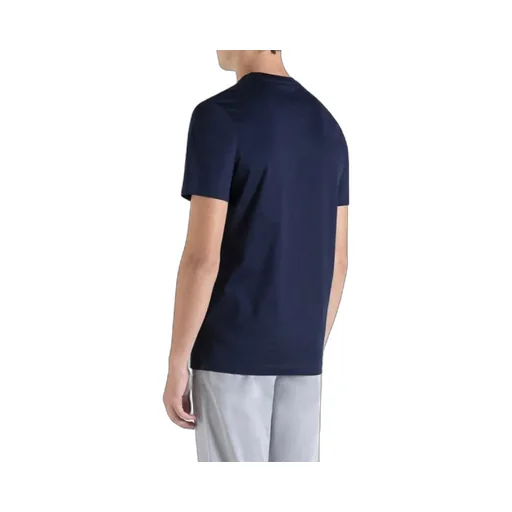 Navy Blue Round Collar Short-Sleeved T-Shirt