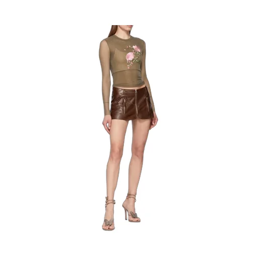 Floral-Embroidered Sheer Top