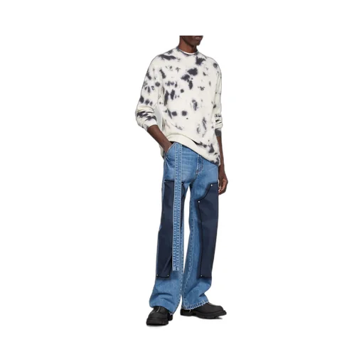 Tie-Dyed Round-Neck Knitted Pullover
