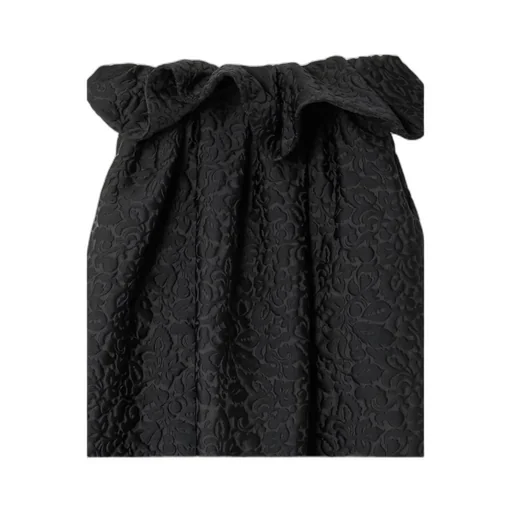 Black Ruffled Jacquard Mid-Length Tube Top Dress