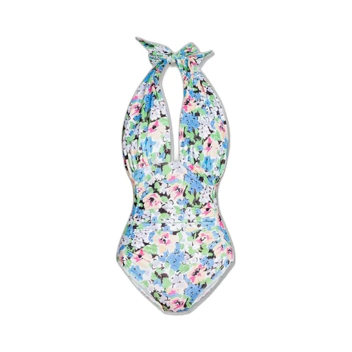 Ganni Floral Printed Halterneck Swimsuit