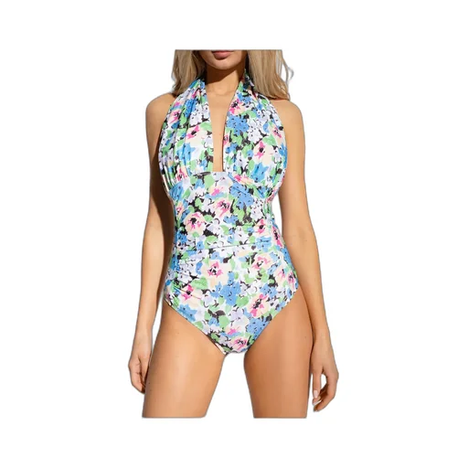 Ganni Floral Printed Halterneck Swimsuit