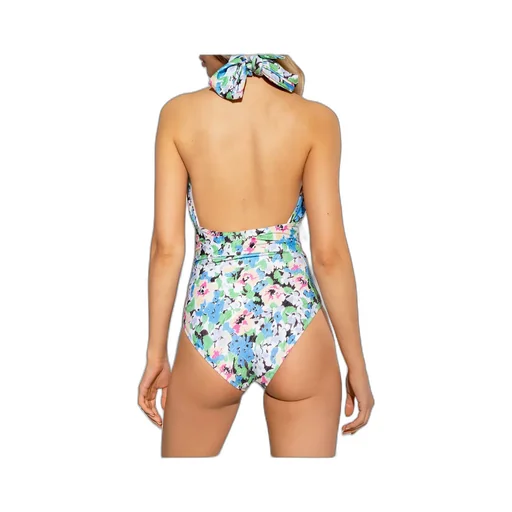 Ganni Floral Printed Halterneck Swimsuit
