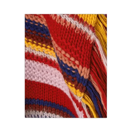 Fringed Striped Turtleneck Cape