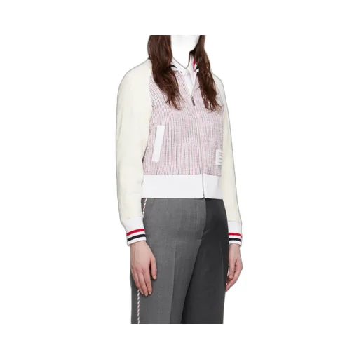 Thom Browne Rwb Striped Tweed Bomber Jacket
