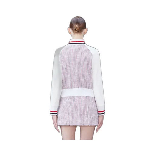 Thom Browne Rwb Striped Tweed Bomber Jacket
