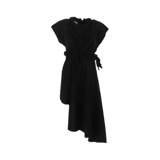 Dries Van Noten Asytermical Ruffled Trim Draped Dress