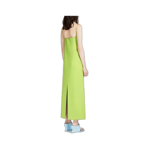 Asymmetric-Neck Stretch-Cotton Maxi Dress
