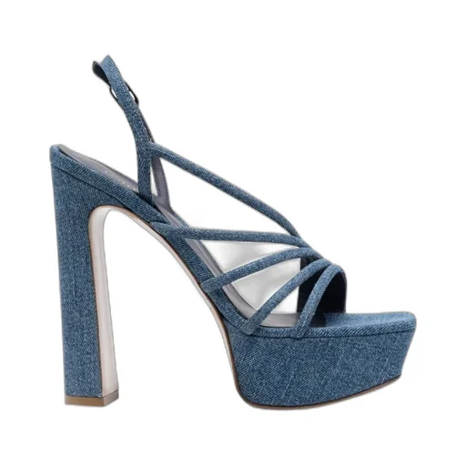 Denim Sandals With Thick Soles And High Heels