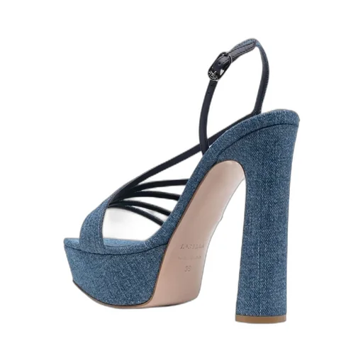 Denim Sandals With Thick Soles And High Heels