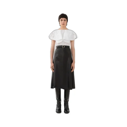Broderie-Anglaise Cape-Sleeved Cotton Blouse