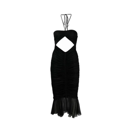 Cut-Out Pleated Midi Dress