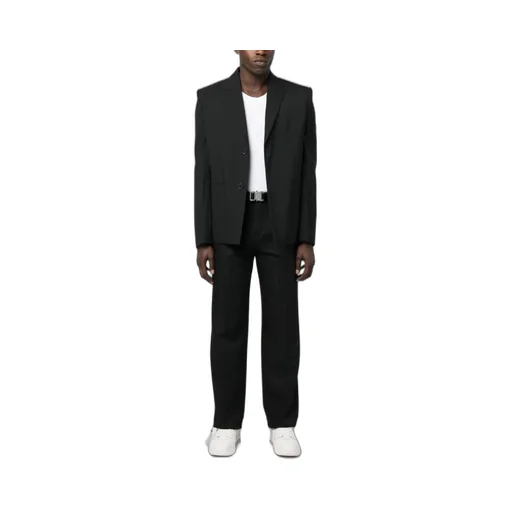 Off-White High Waist Straight Leg Trousers