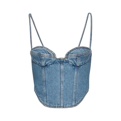 Magda Butrym Double Stitched Denim Corset Top
