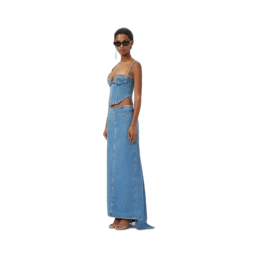 Magda Butrym Double Stitched Denim Corset Top
